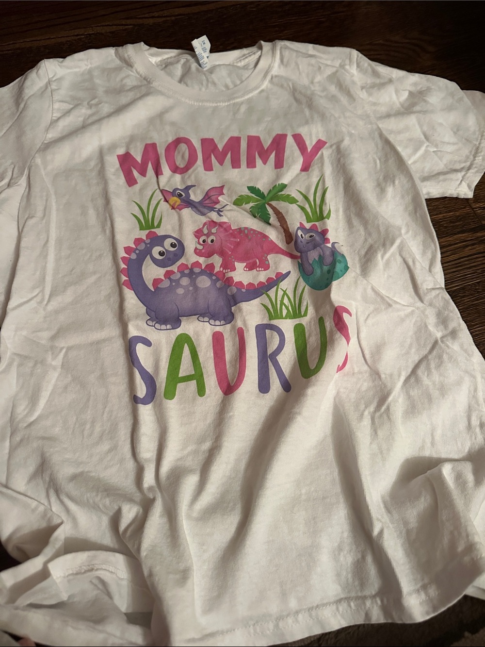 Port and Company White "Mommy Saurus" Graphic Tee